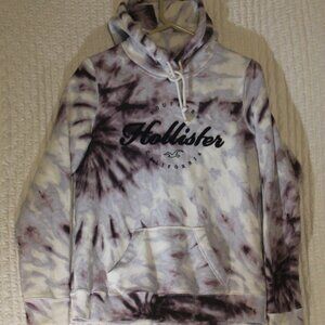 NEW Hollister Southern Cali TieDye HOODIE fleece Sweatshirt Blue Purple Womens M